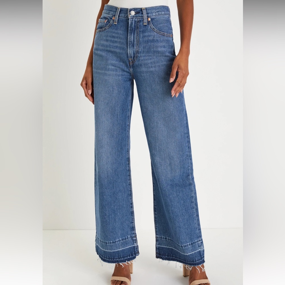 Levis Ribcage Wide Leg Raw Hem